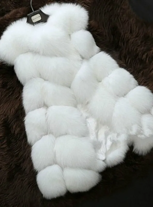 Faux Fox Warm Women Coat Vests Winter Furs