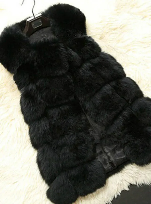 Faux Fox Warm Women Coat Vests Winter Furs