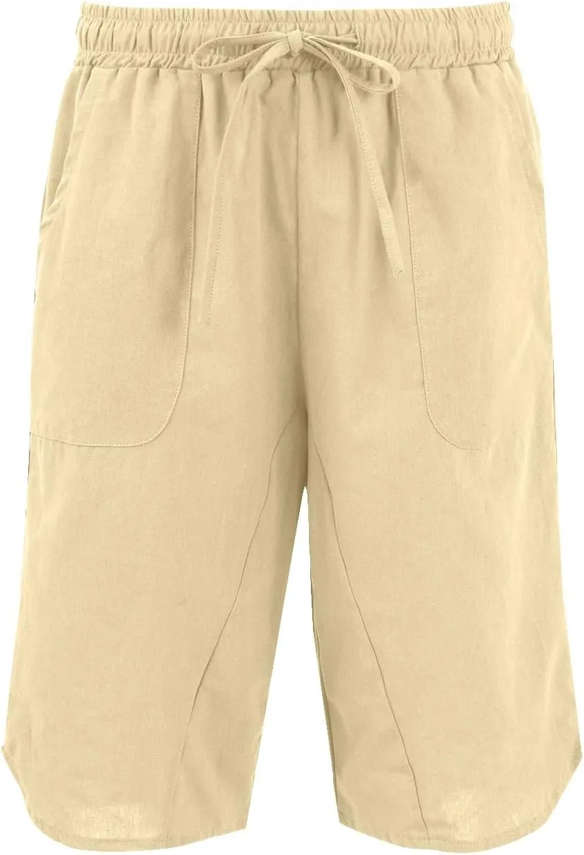 FlekmanArt Womens Capris for Summer Cotton Linen Pants Casual 2025 Loose Comfy Elastic Waist Cropped Trouser Beach Clothes