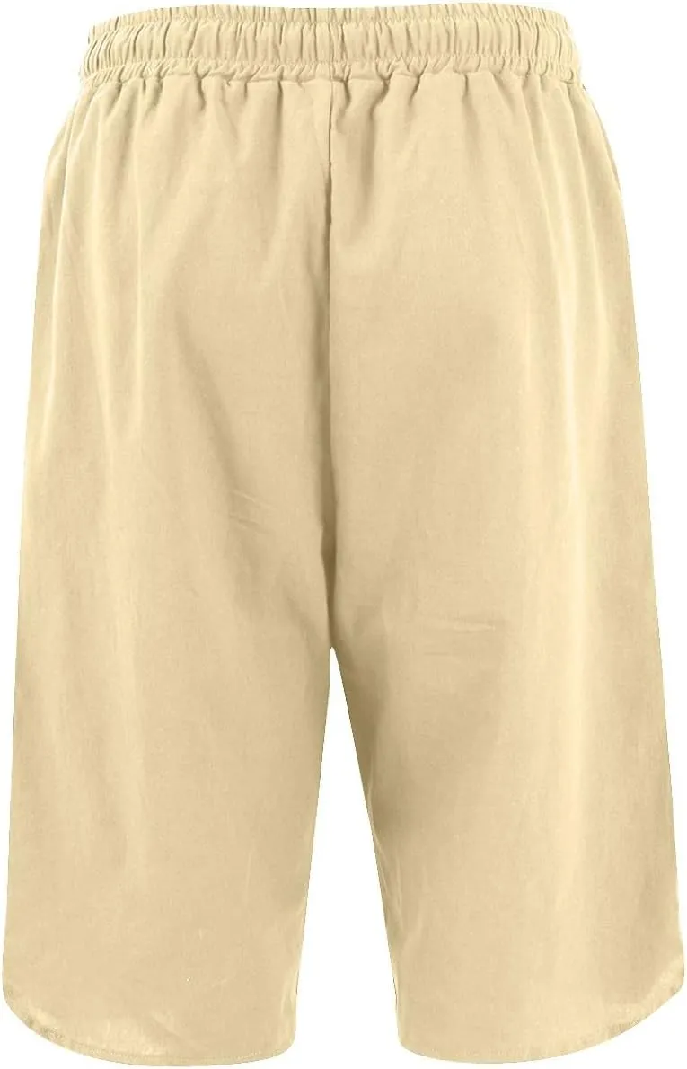 FlekmanArt Womens Capris for Summer Cotton Linen Pants Casual 2025 Loose Comfy Elastic Waist Cropped Trouser Beach Clothes