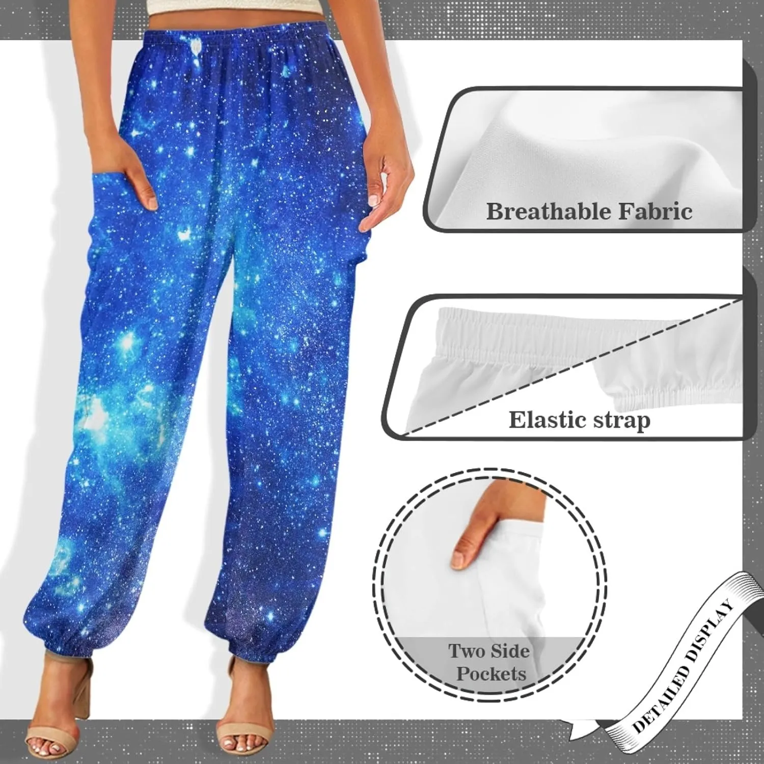 Forchrinse Red Galaxy Nebula Harem Pants for Women High Wiasted Flowy Yoga Jogger Loose Comfy Palazzo Pants Plus Size