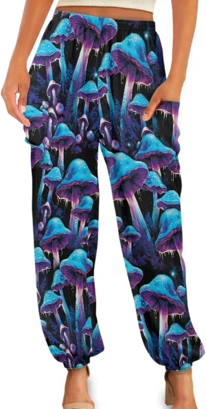 Forchrinse Red Galaxy Nebula Harem Pants for Women High Wiasted Flowy Yoga Jogger Loose Comfy Palazzo Pants Plus Size