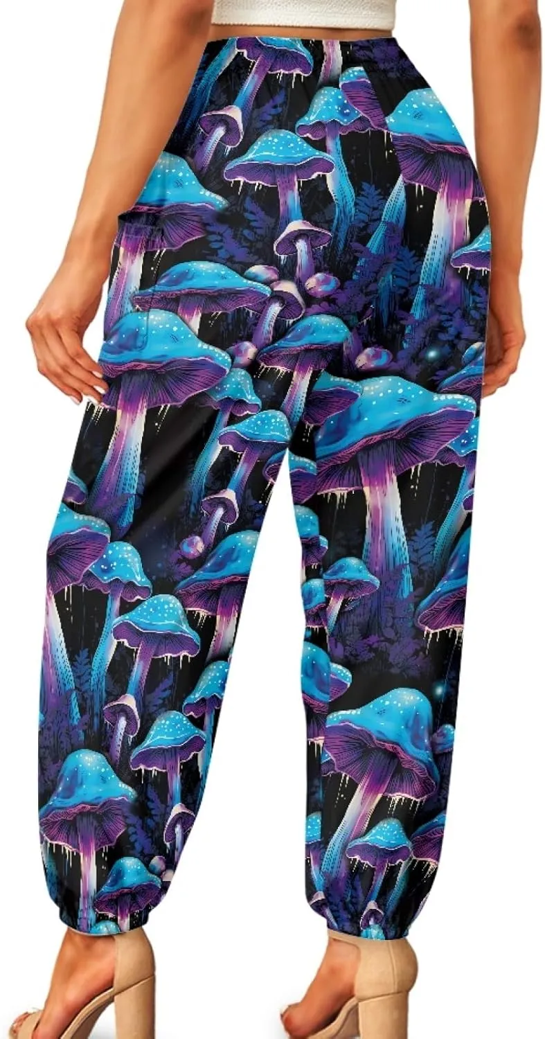 Forchrinse Red Galaxy Nebula Harem Pants for Women High Wiasted Flowy Yoga Jogger Loose Comfy Palazzo Pants Plus Size