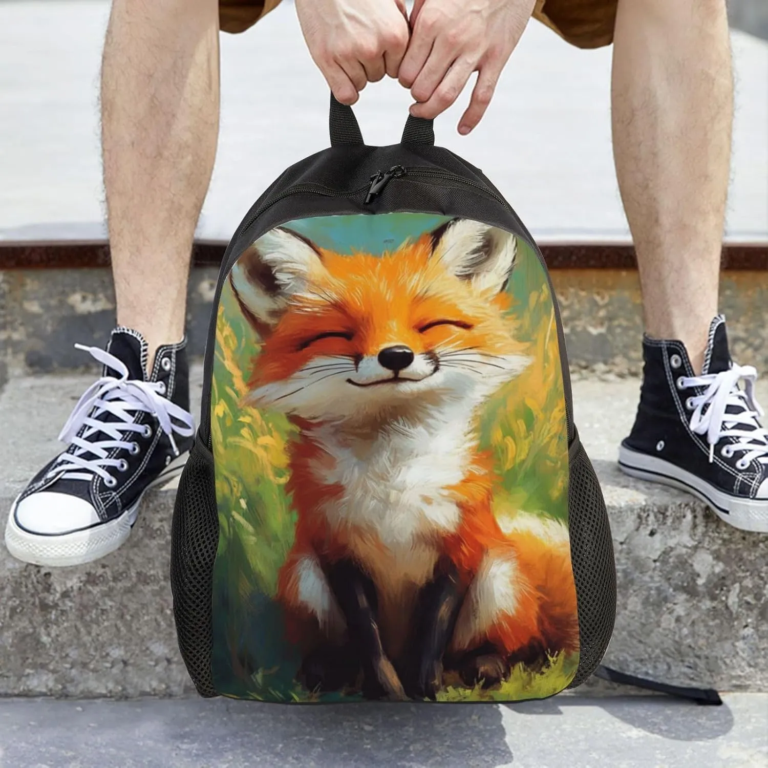 Fox Happy Backpack Waterproof Anti Theft Durable Light Laptop Bag Backpacks For Women Men Travel Gym Backpack