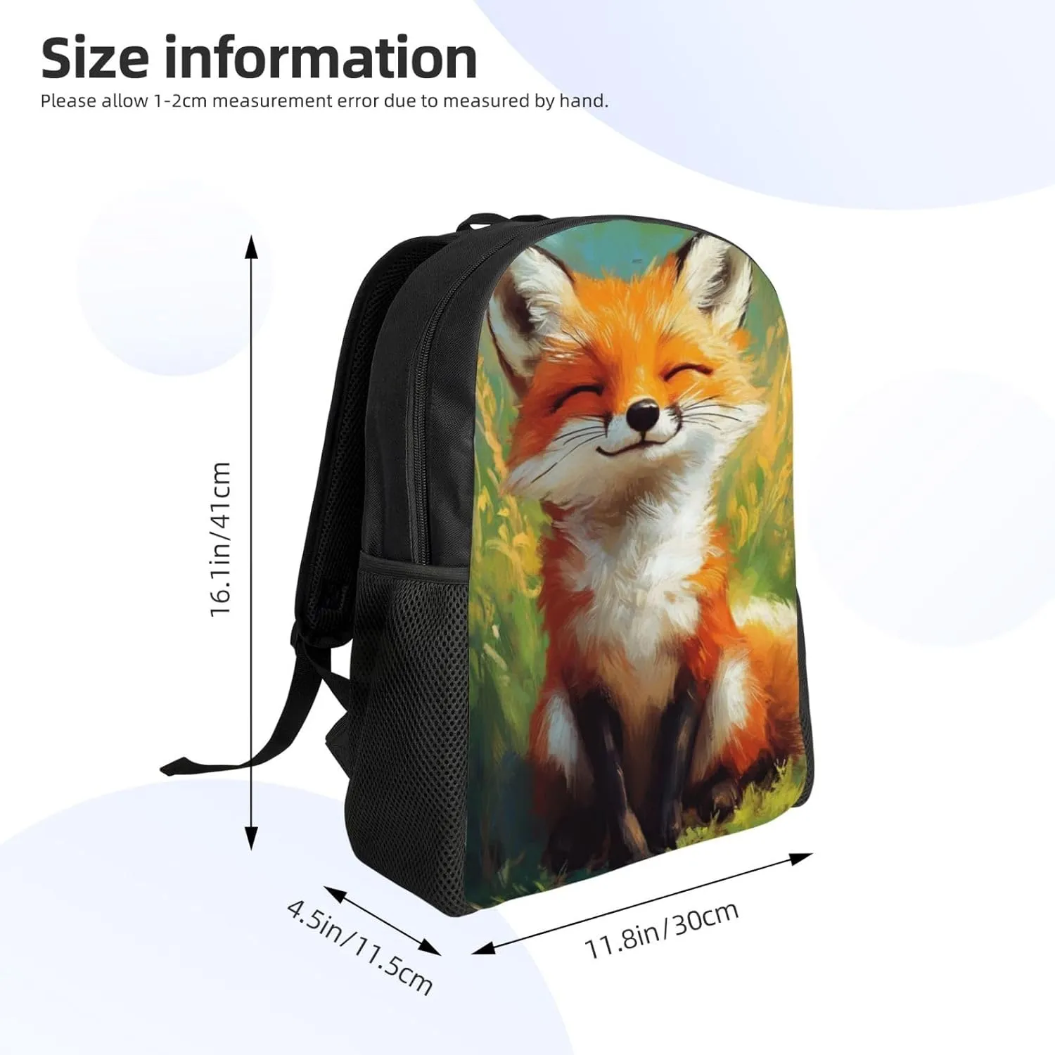 Fox Happy Backpack Waterproof Anti Theft Durable Light Laptop Bag Backpacks For Women Men Travel Gym Backpack