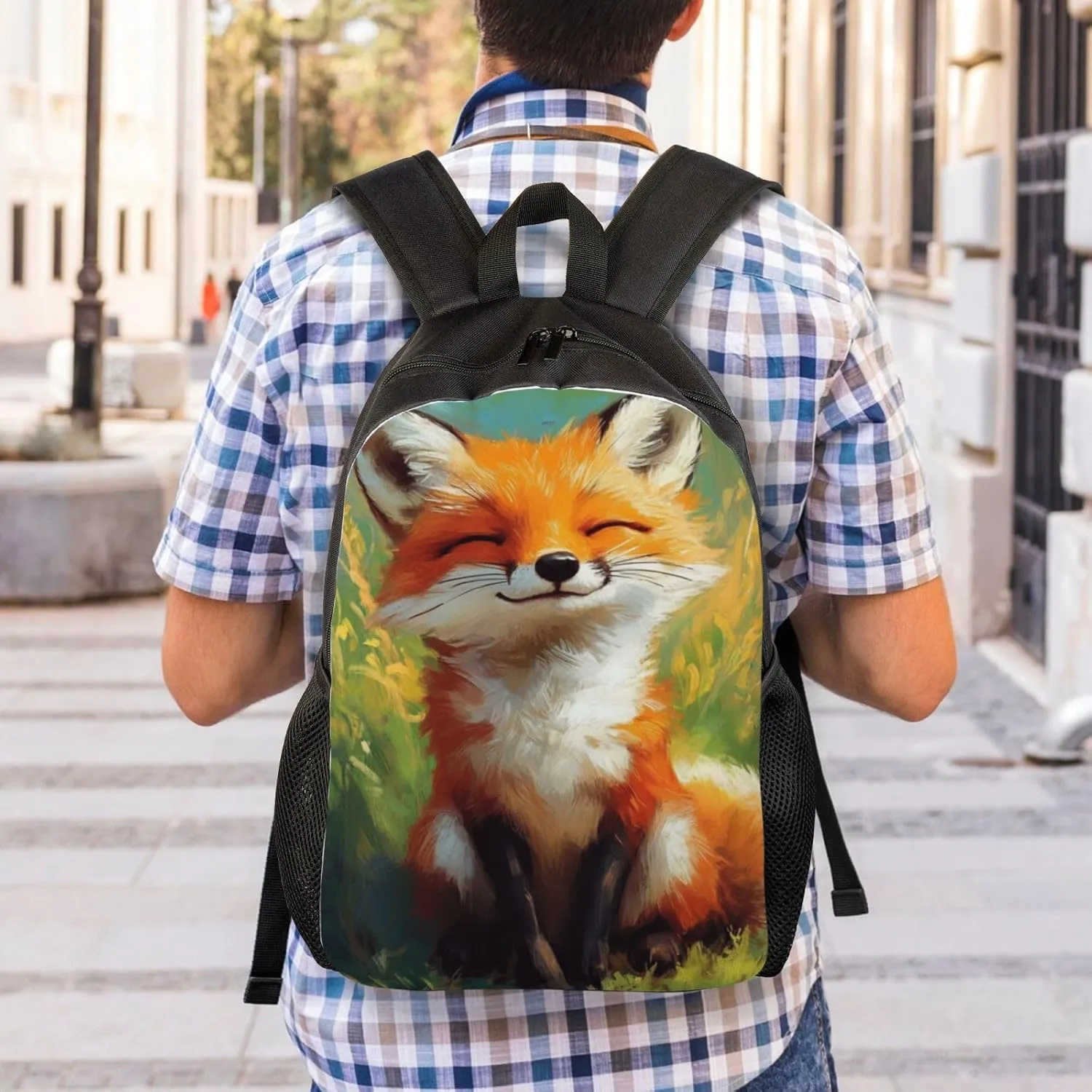 Fox Happy Backpack Waterproof Anti Theft Durable Light Laptop Bag Backpacks For Women Men Travel Gym Backpack