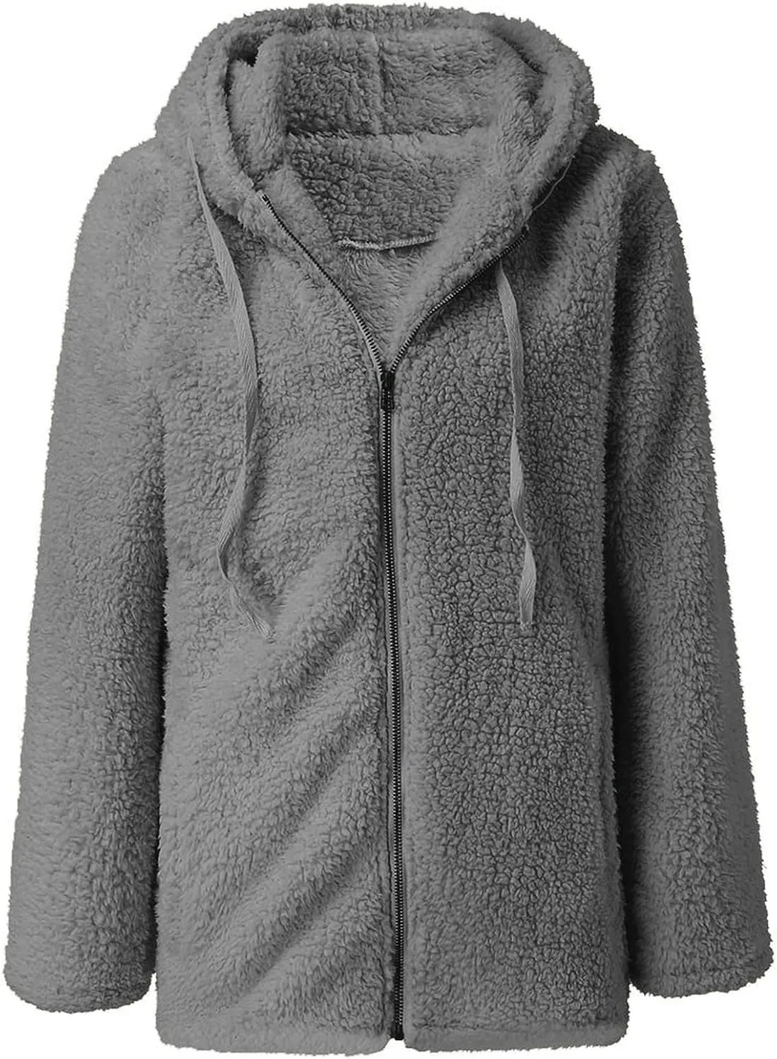 Fuzzy Fleece Jacket for Women Fall Winter Warm Shaggy Teddy Coats Oversized Zip Up Faux Fur Sherpa Hoodies Outwear