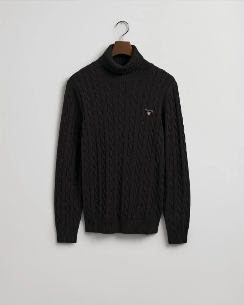 Gant Apparel Mens COTTON CABLE TURTLE NECK 97/DK CHARCOAL MELANGE