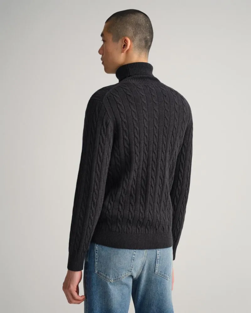 Gant Apparel Mens COTTON CABLE TURTLE NECK 97/DK CHARCOAL MELANGE