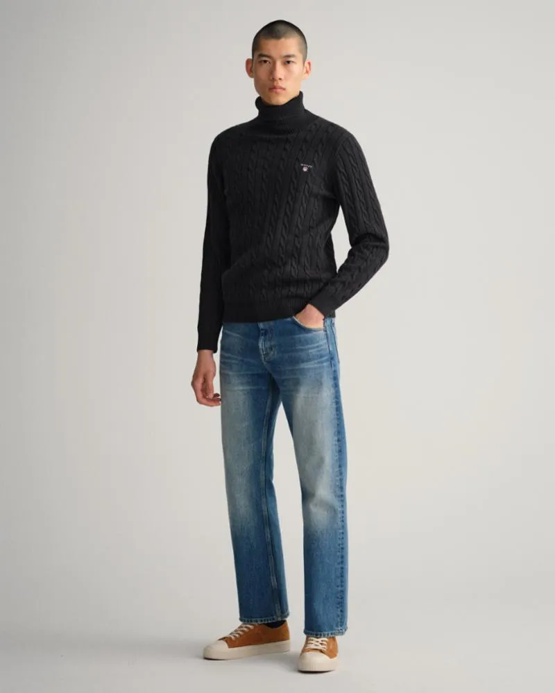 Gant Apparel Mens COTTON CABLE TURTLE NECK 97/DK CHARCOAL MELANGE