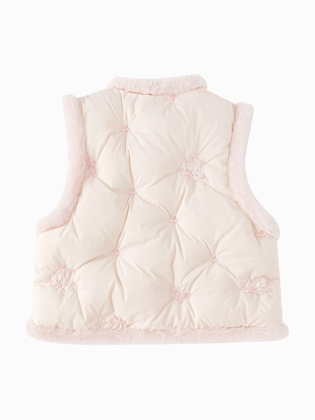 Girl Toddler Butterfly And Flower Embroidery Button Vest