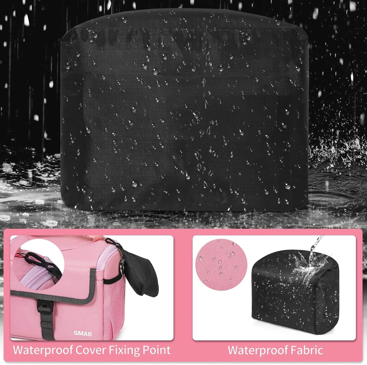 GMAK Camera Bag for Photographers, Anti-shock Camera Shoulder Bags with Water-resistant Rain Cover, Camera Case Compatible for DSLR/SLR/Mirrorless Cameras, 9''  4.7''  7.5'', Pink