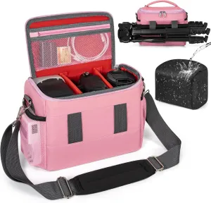GMAK Camera Bag for Photographers, Anti-shock Camera Shoulder Bags with Water-resistant Rain Cover, Camera Case Compatible for DSLR/SLR/Mirrorless Cameras, 9''  4.7''  7.5'', Pink