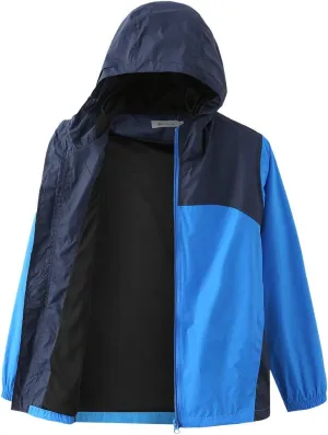 GRANDWISH Boys Girls Waterproof Rain Jacket, Lightweight Active Hooded Raincoat Kids 6-14