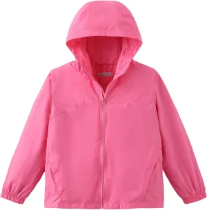 GRANDWISH Boys Girls Waterproof Rain Jacket, Lightweight Active Hooded Raincoat Kids 6-14