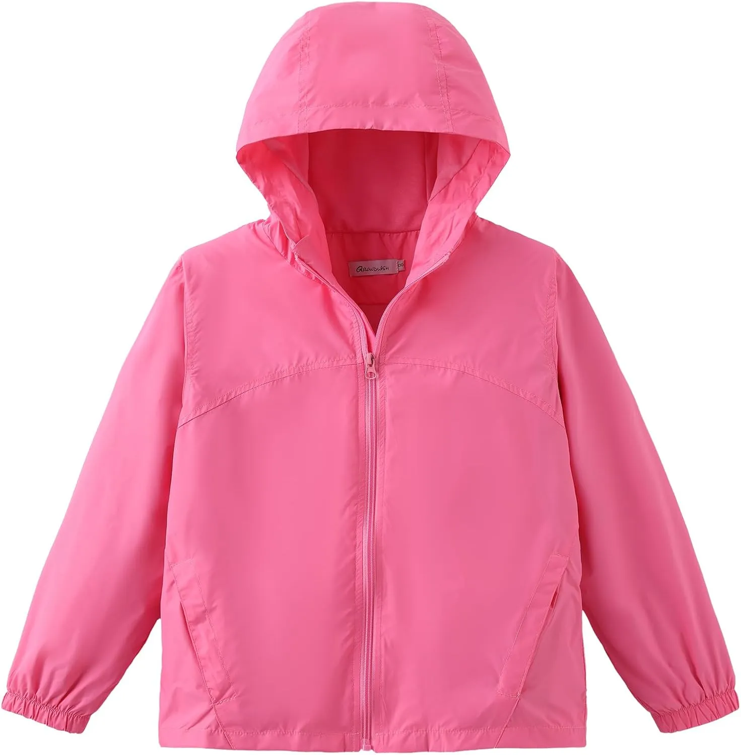 GRANDWISH Boys Girls Waterproof Rain Jacket, Lightweight Active Hooded Raincoat Kids 6-14