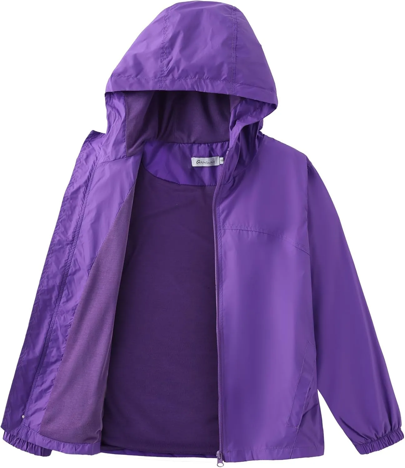 GRANDWISH Boys Girls Waterproof Rain Jacket, Lightweight Active Hooded Raincoat Kids 6-14