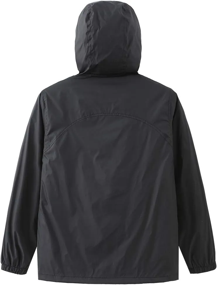GRANDWISH Boys Girls Waterproof Rain Jacket, Lightweight Active Hooded Raincoat Kids 6-14