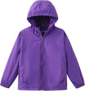 GRANDWISH Boys Girls Waterproof Rain Jacket, Lightweight Active Hooded Raincoat Kids 6-14