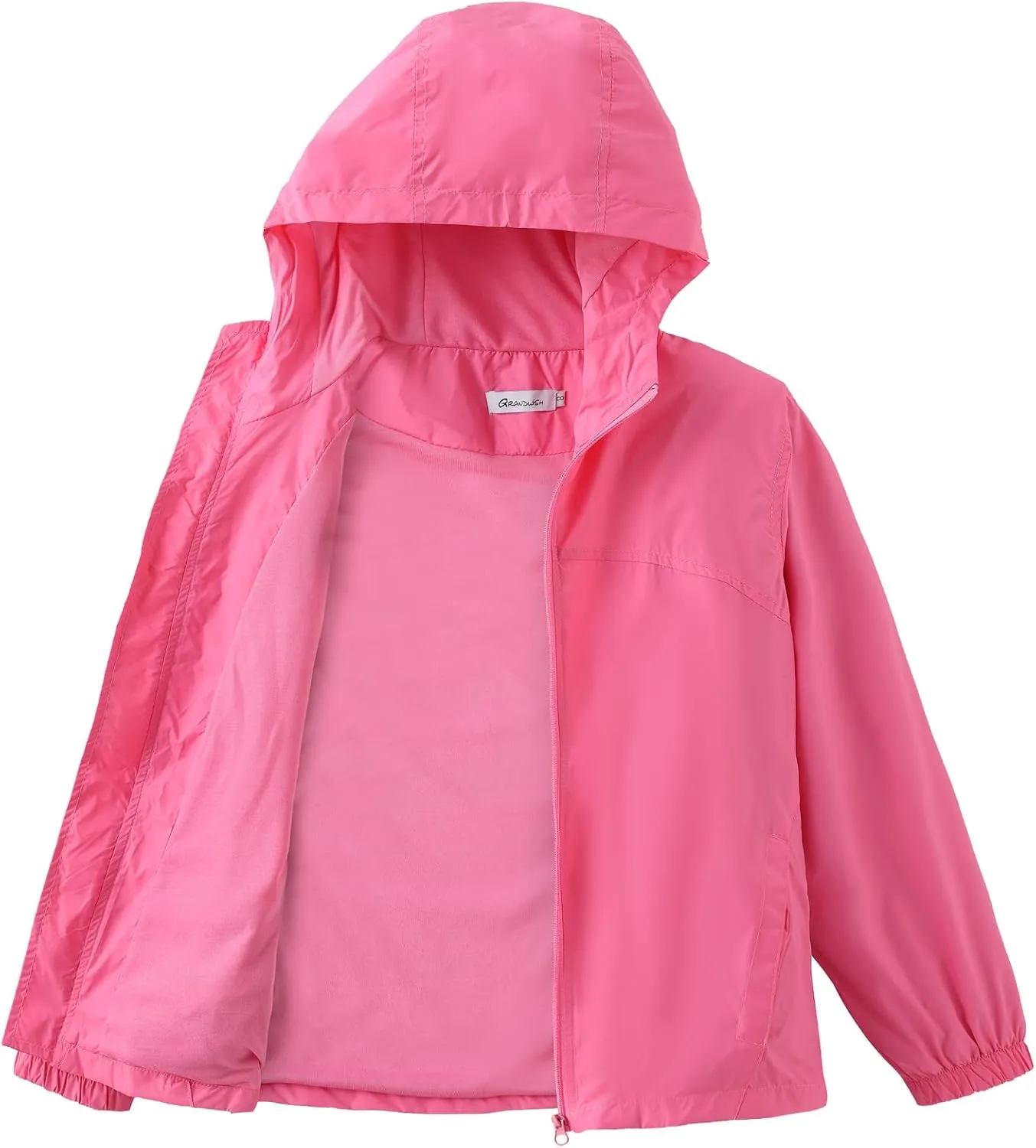 GRANDWISH Boys Girls Waterproof Rain Jacket, Lightweight Active Hooded Raincoat Kids 6-14