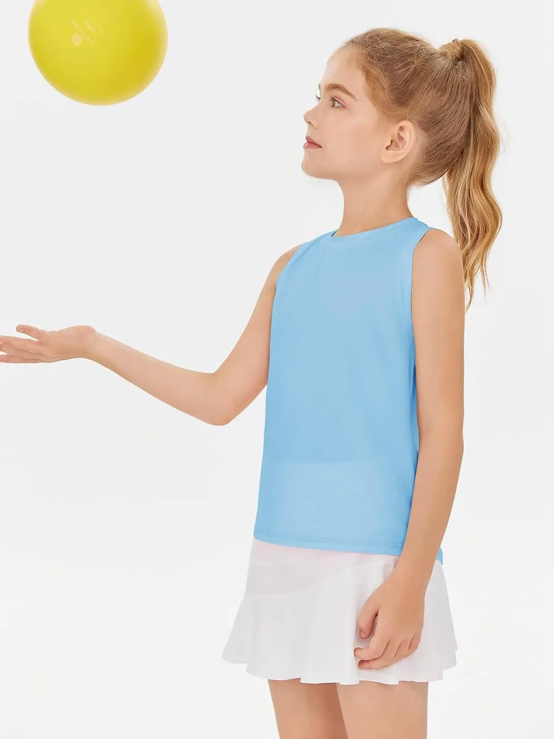 Haloumoning Girls Tank Tops Kids Sleeveless Athletic Lightweight Cute Summer Top Dancewear 5-14 Years