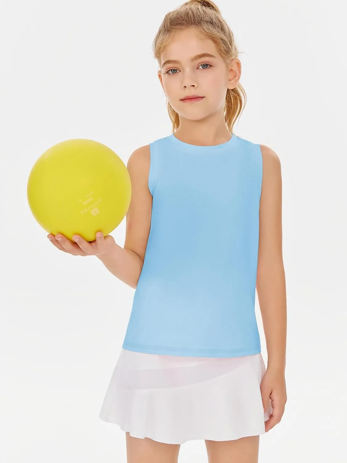 Haloumoning Girls Tank Tops Kids Sleeveless Athletic Lightweight Cute Summer Top Dancewear 5-14 Years