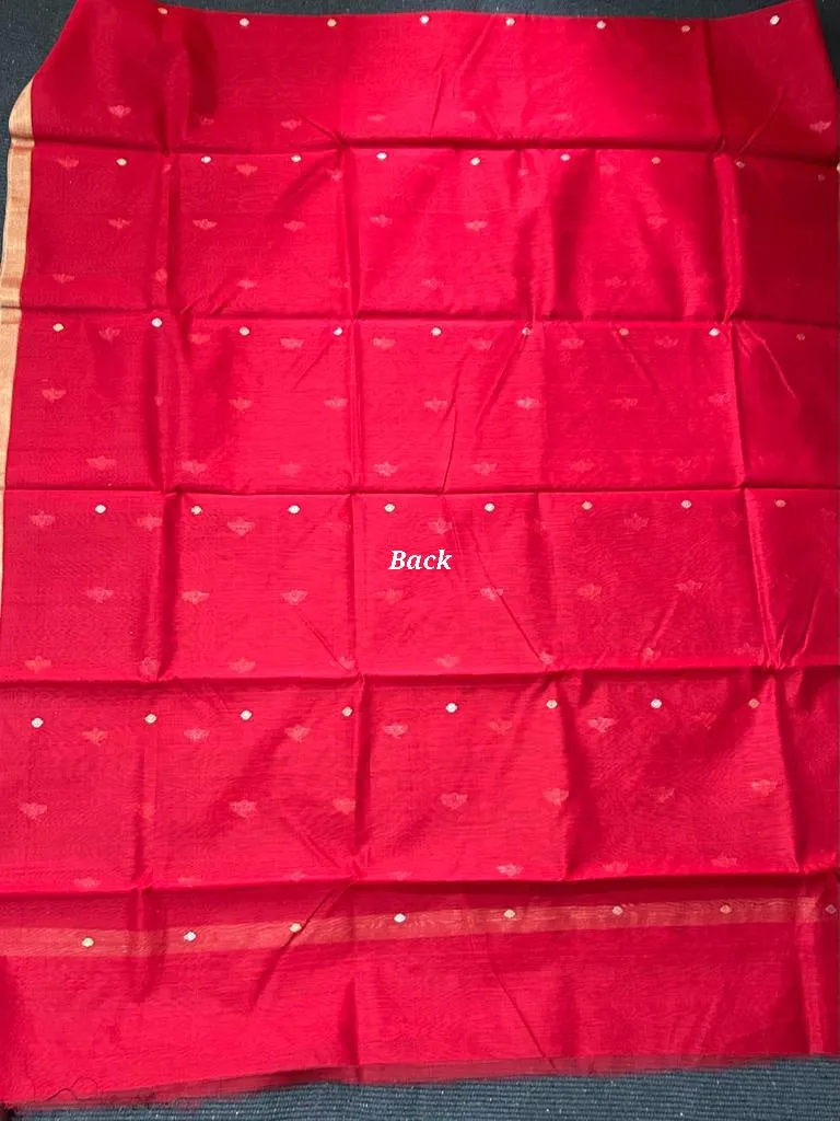 Handloom Chanderi Silk Top Dupatta Set with Weaving Gold Silver Bootis