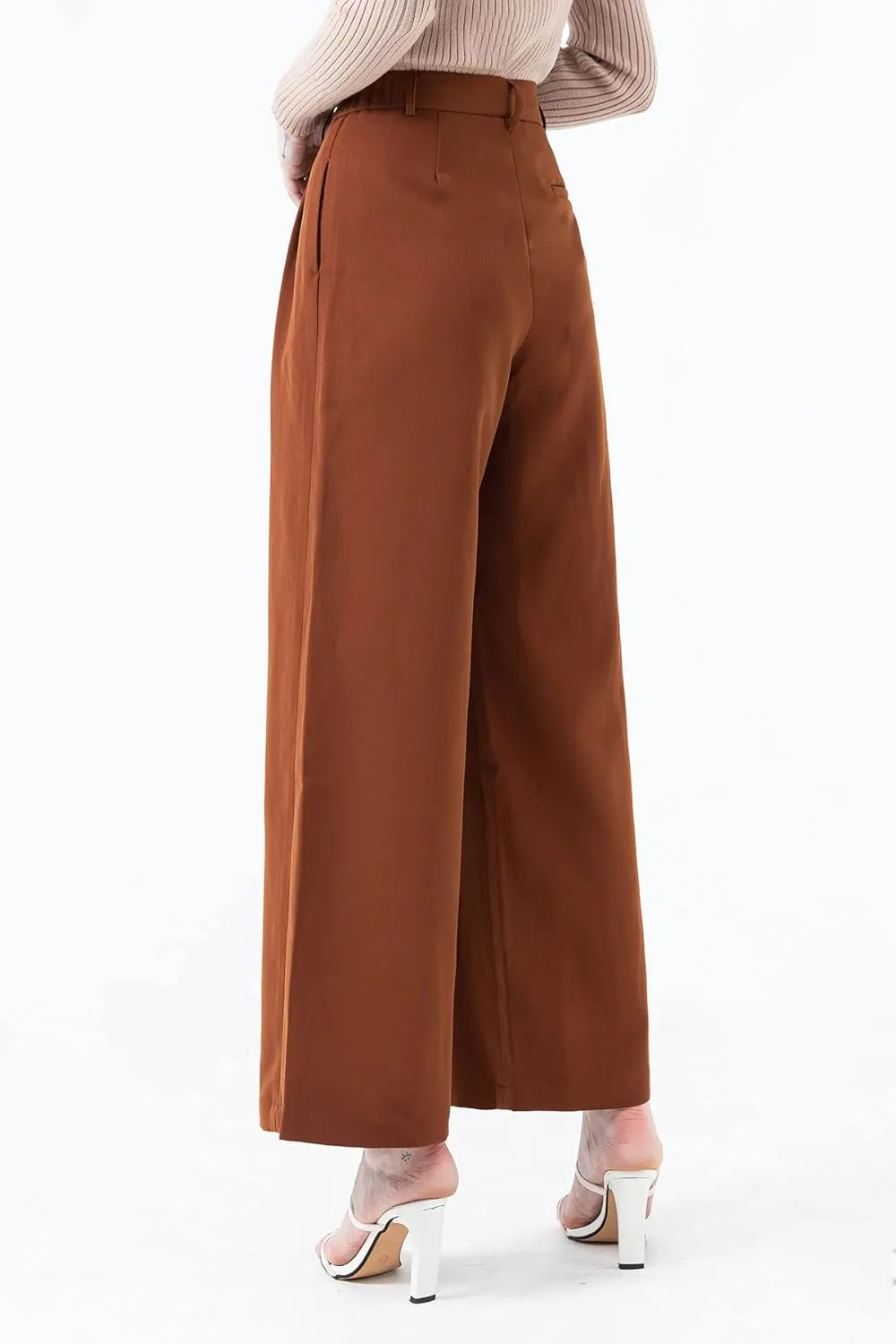 High Waisted Petite Wide Leg 70s Work Pants Palazzo for Office Casual Business Women