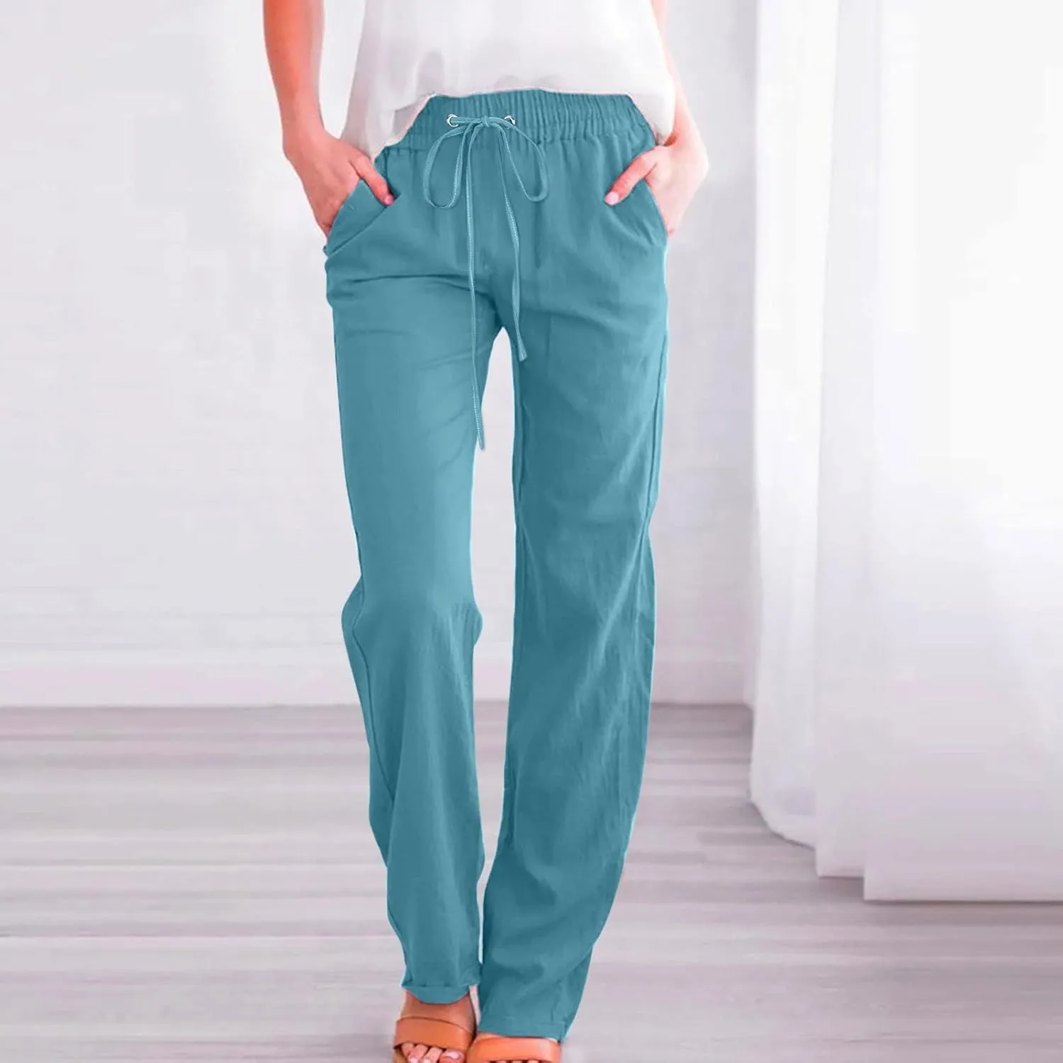 High Waisted Work Pants for Women Winter Elegantes Work Thermal with Pockets High Waisted Straight Leg