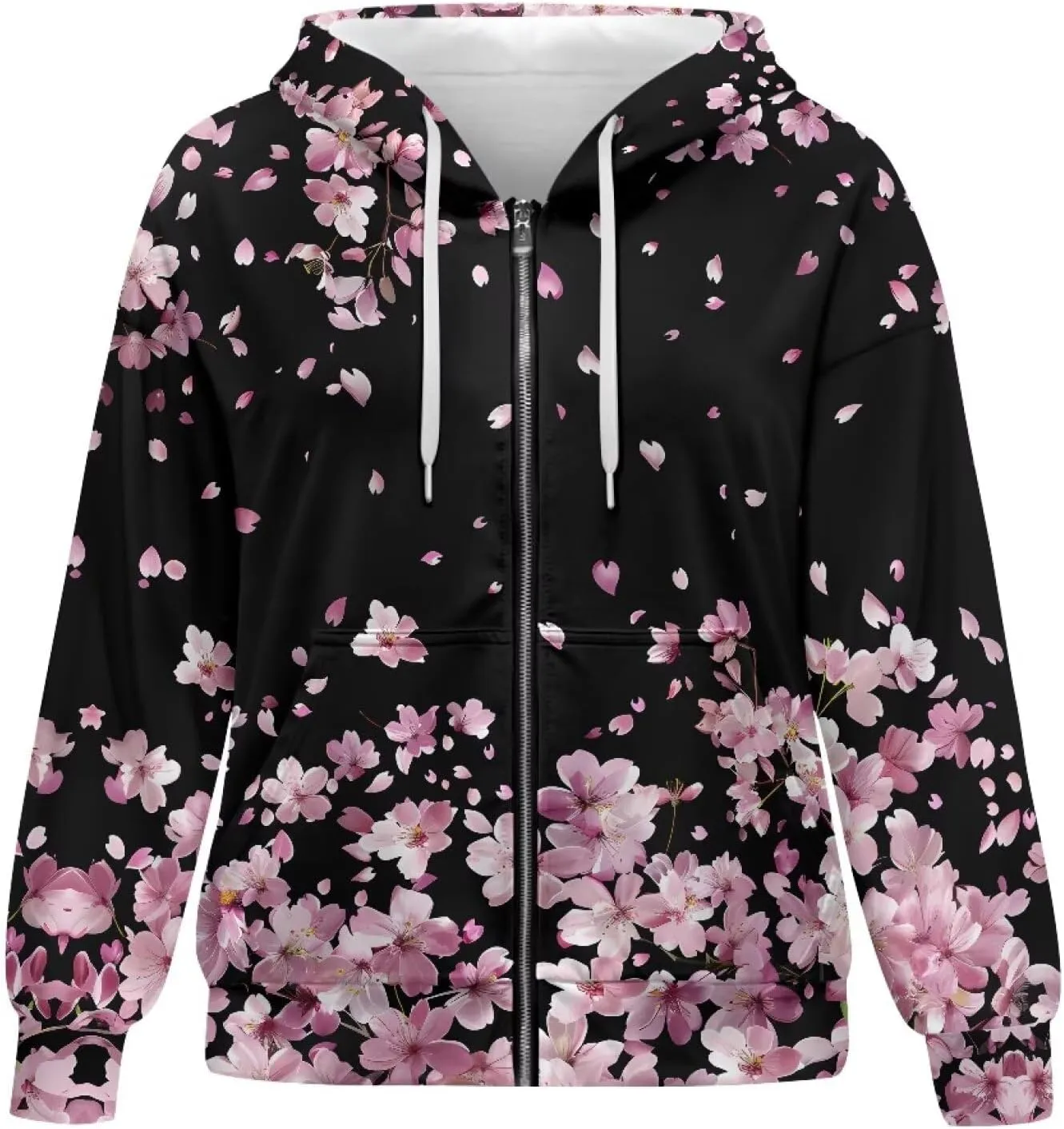 Horeset Women Hoodie Sweatshirt Oversize Pullover Tops with Zipper Long-Sleeve Loose Fitting Outwear