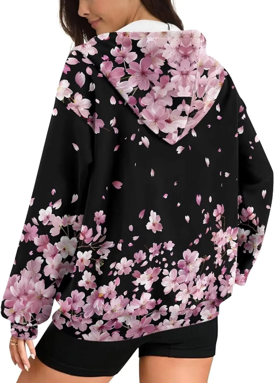 Horeset Women Hoodie Sweatshirt Oversize Pullover Tops with Zipper Long-Sleeve Loose Fitting Outwear
