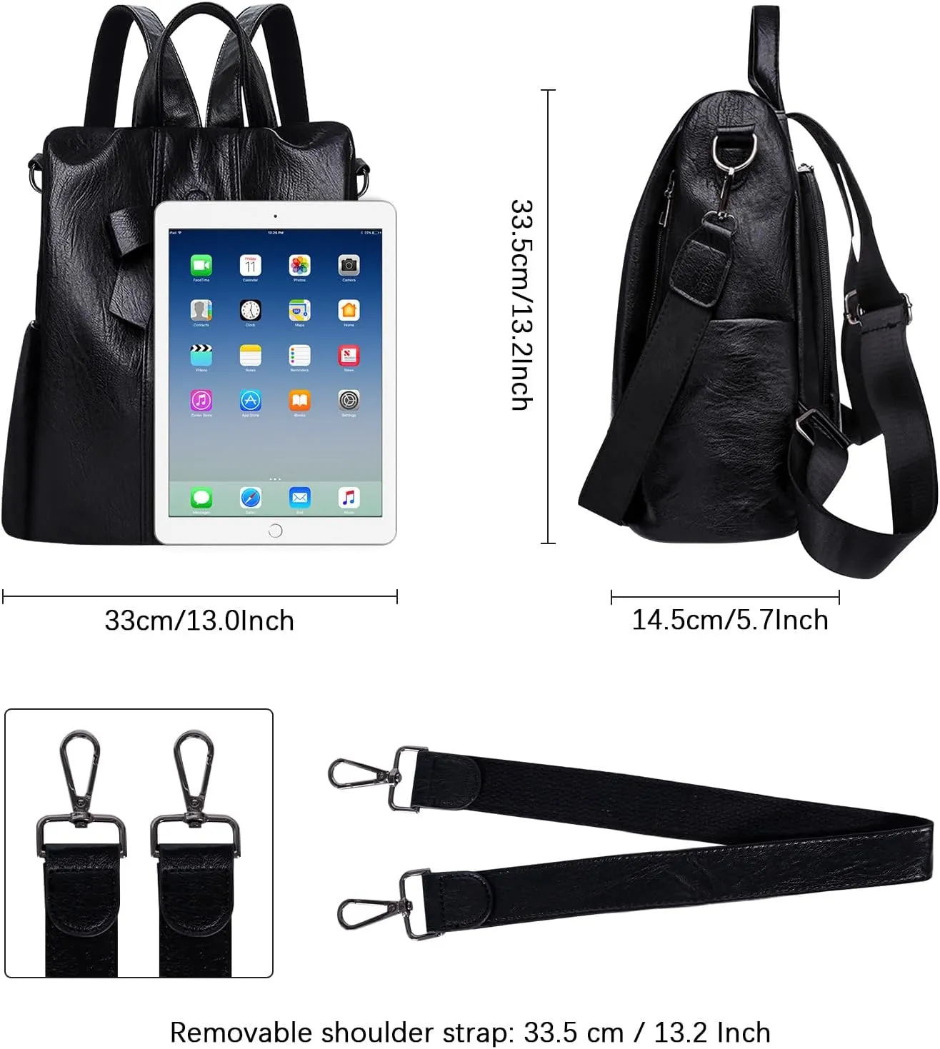 HUA ANGEL Women's Leather Backpack Purse Anti-Theft Daypacks for Travel College Office Shopping Carry on Bags Everyday Use