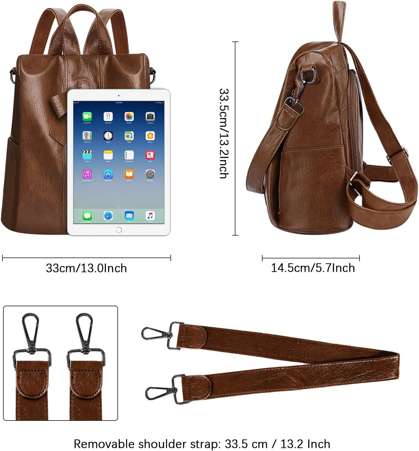 HUA ANGEL Women's Leather Backpack Purse Anti-Theft Daypacks for Travel College Office Shopping Carry on Bags Everyday Use