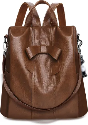 HUA ANGEL Women's Leather Backpack Purse Anti-Theft Daypacks for Travel College Office Shopping Carry on Bags Everyday Use