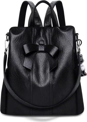 HUA ANGEL Women's Leather Backpack Purse Anti-Theft Daypacks for Travel College Office Shopping Carry on Bags Everyday Use