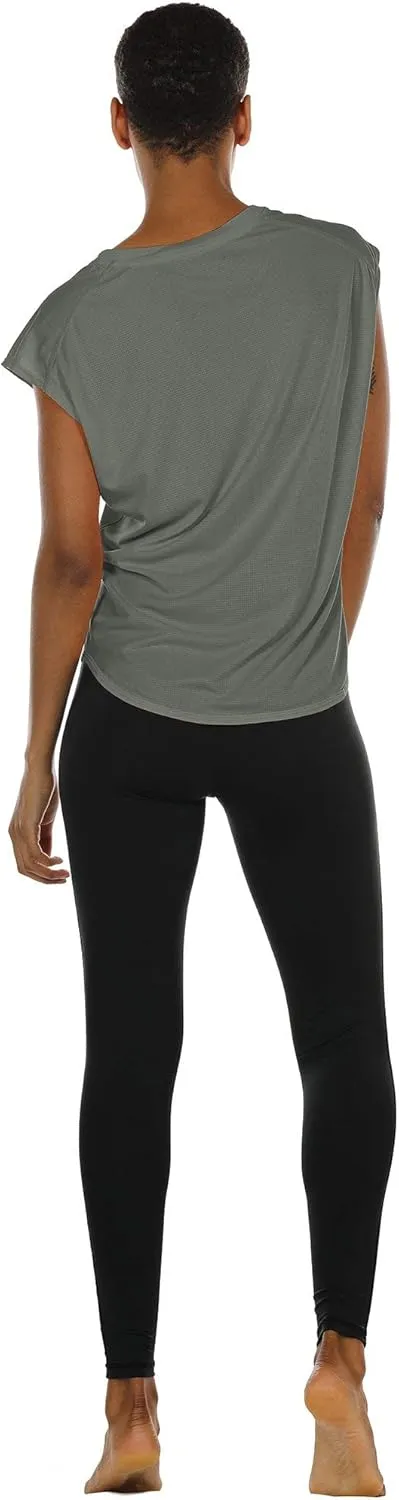 icyzone Workout T-Shirt for Women - Fitness Gym Yoga Running Exercise Cap Sleeves Tops