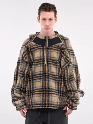 Insert Hood Fleece Pullover (209JA003-F571-BEIGE-BLACK-CHEC)