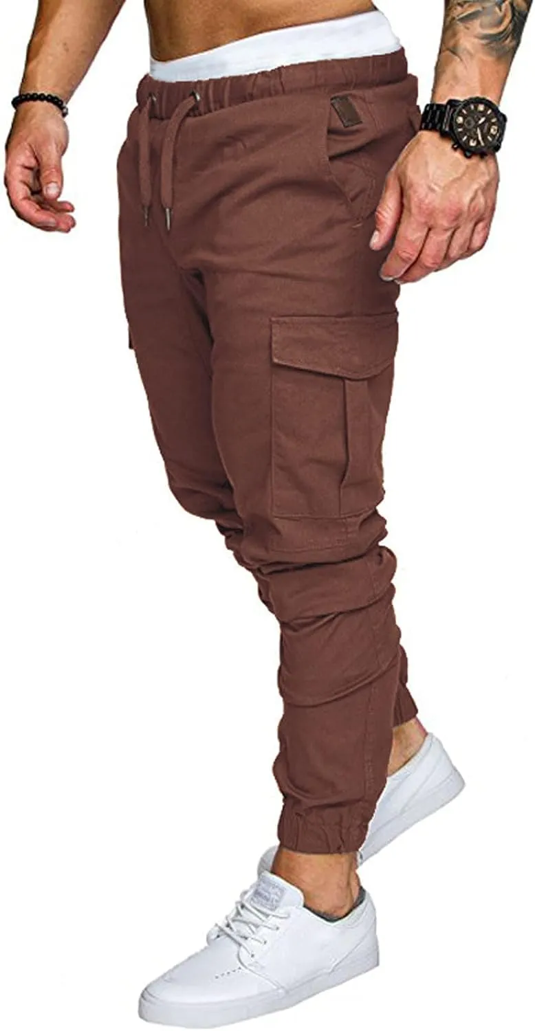 Joggers Pants for Men Casual Cotton Drawstring Chino Cargo Pants Hiking Outdoor Twill Track Jogging Sweatpants Pants