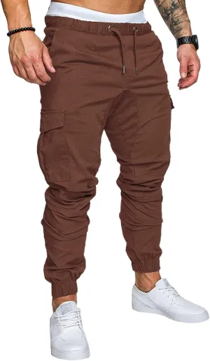 Joggers Pants for Men Casual Cotton Drawstring Chino Cargo Pants Hiking Outdoor Twill Track Jogging Sweatpants Pants