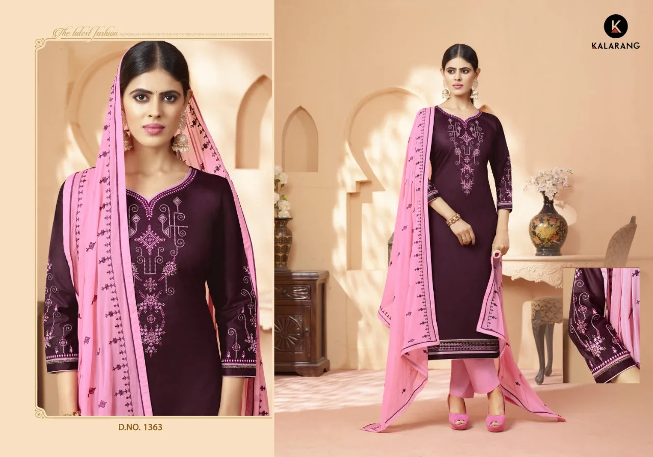Kalarang Fashion Sashiya Jam Satin Embroidery Work Salwar Suits