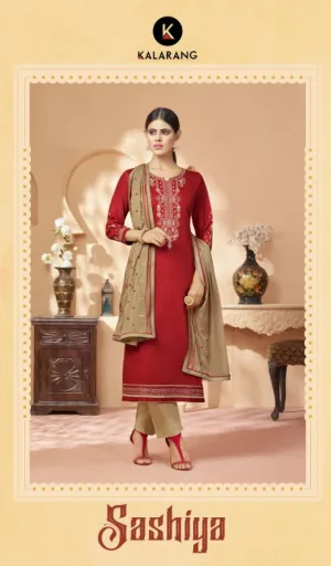 Kalarang Fashion Sashiya Jam Satin Embroidery Work Salwar Suits
