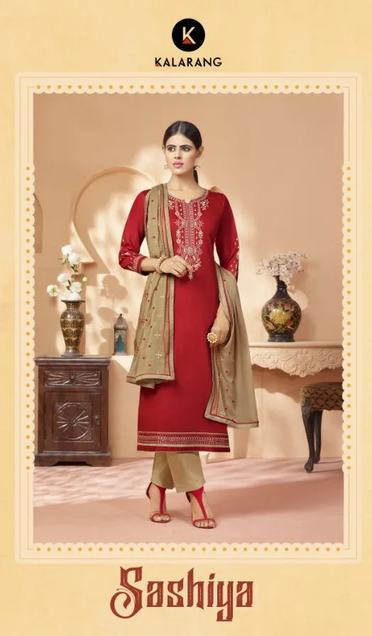 Kalarang Fashion Sashiya Jam Satin Embroidery Work Salwar Suits