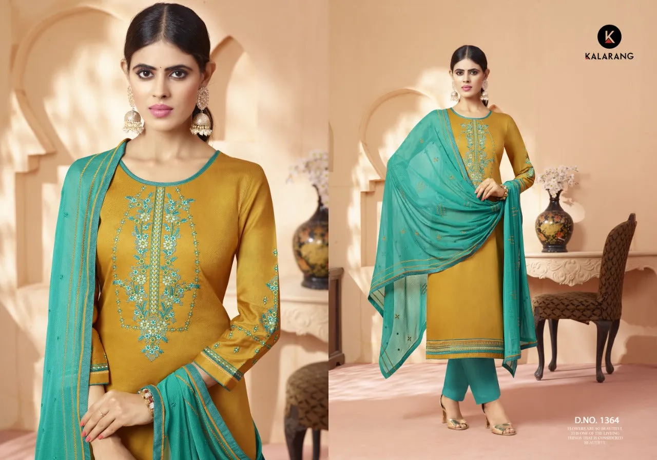Kalarang Fashion Sashiya Jam Satin Embroidery Work Salwar Suits