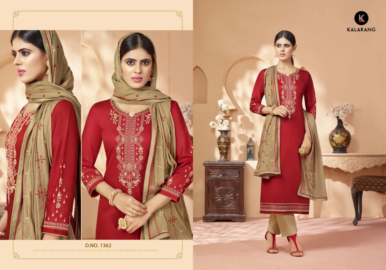 Kalarang Fashion Sashiya Jam Satin Embroidery Work Salwar Suits