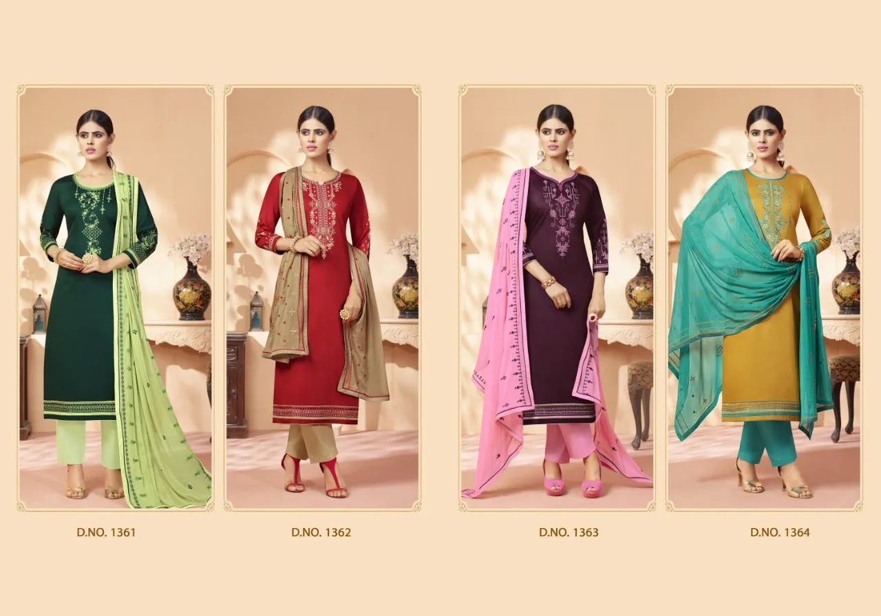 Kalarang Fashion Sashiya Jam Satin Embroidery Work Salwar Suits