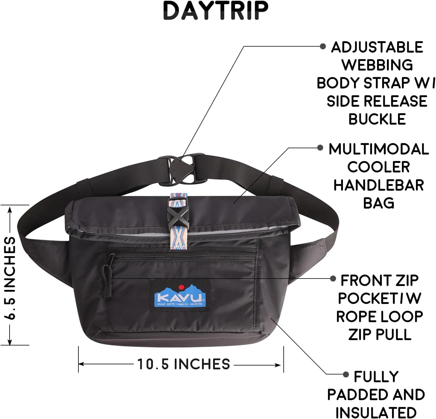 KAVU Daytrip Insulated Belt Bag Cooler Pack - Blackout