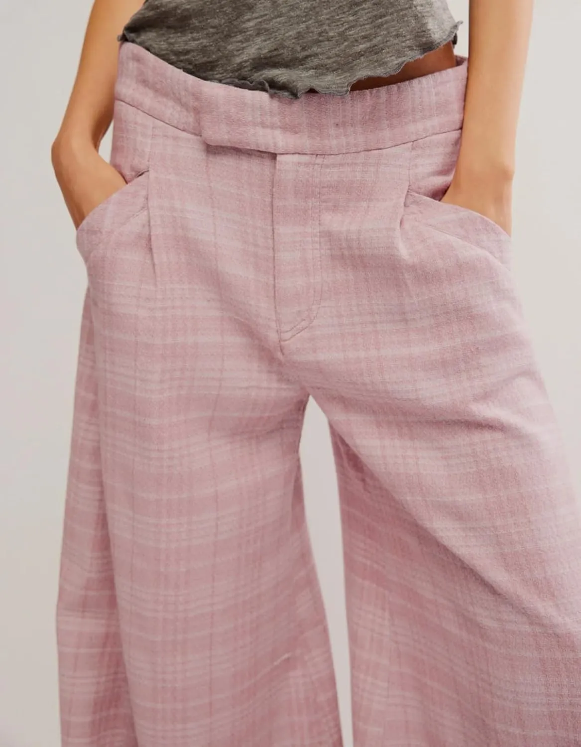 Kedera Women Vintage Tartan Plaid Print Wide Leg Pants High Waisted Baggy Trousers Casual Business Work Slacks