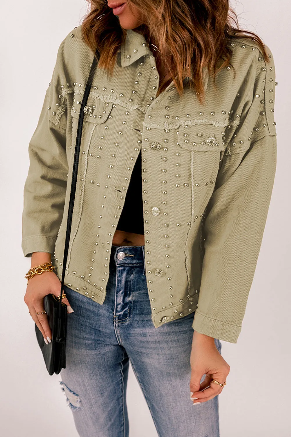 Khaki Rivet Denim Jacket