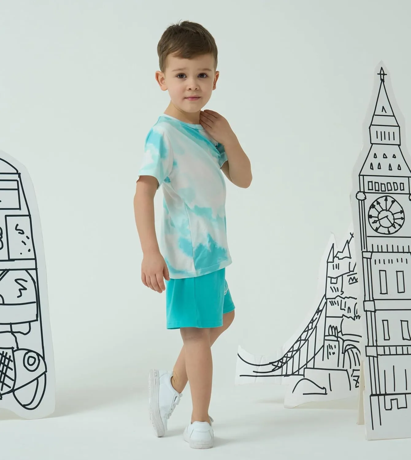 Kid Toddler Baby Boys Clothes Tie-dye Palm Leaf Top 2Pcs Summer Shorts Set