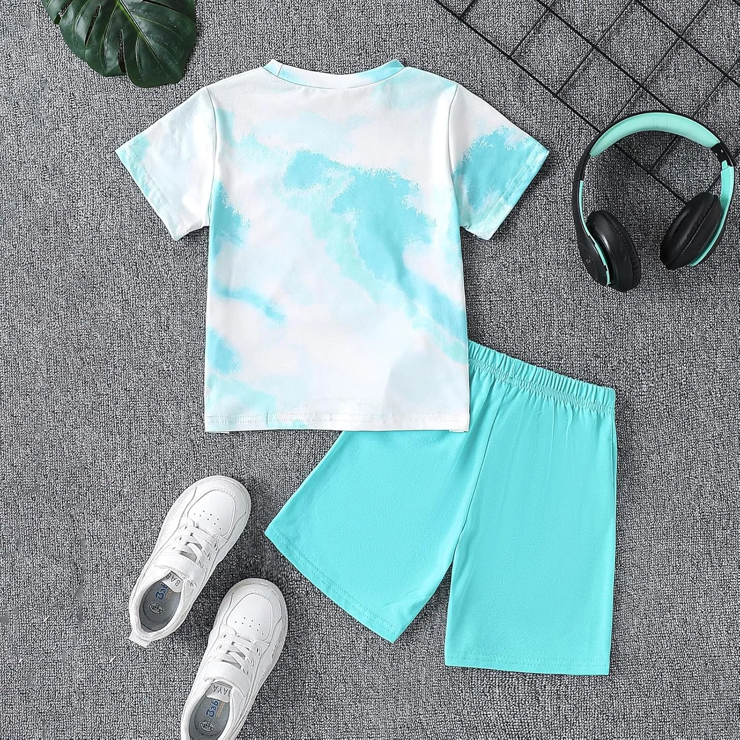 Kid Toddler Baby Boys Clothes Tie-dye Palm Leaf Top 2Pcs Summer Shorts Set